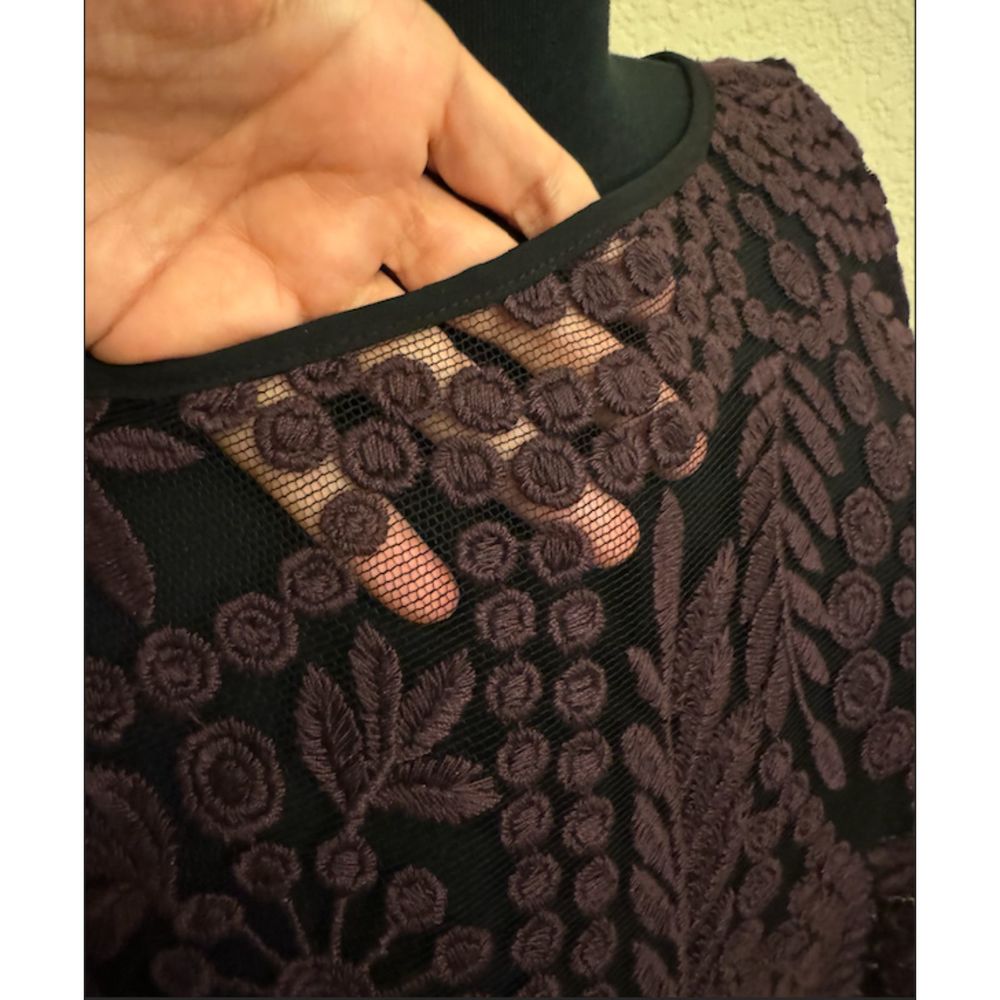 Karen Kane Sheer Mesh Embroidered Long Sleeve - Sz L - Picture 2 of 8